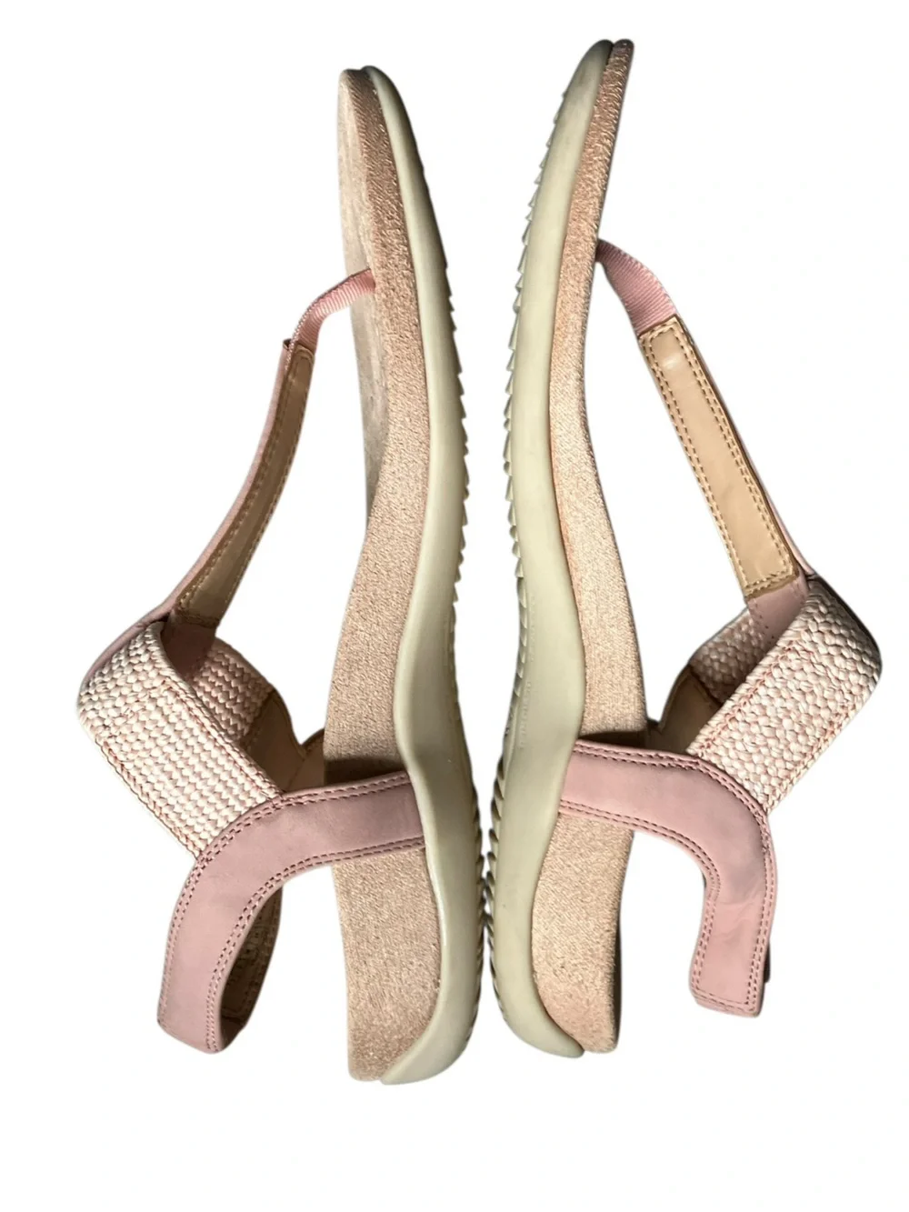 Vionic Brea Pink Leather Woven T-Strap Slingback Sandals Women 7.5 Arch Support